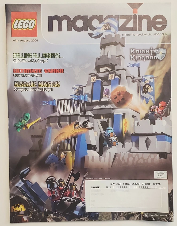 Lego Magazine July August 2004 -- Knights Kingdom, Agents, Vahki, Mesozoic - Image 1 of 1