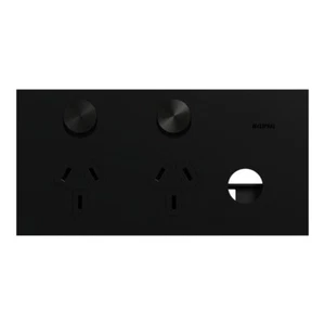 Clipsal Solis T Series Double Powerpoint + Extra Blank Switch Ebony | 1025XUA-EA - Picture 1 of 6