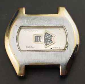 con video "en funcionamiento": reloj para hombres antiguo mecánico digital Endura esfera de salto para piezas - Imagen 1 de 3