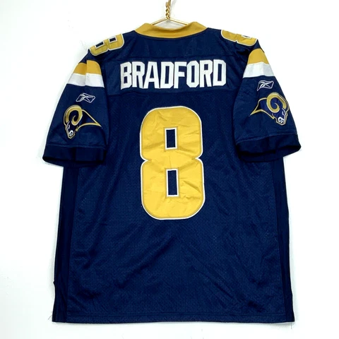 St Louis Rams Sam Bradford On Field Reebok Jersey Size 48 Navy Blue Nfl Football Cover