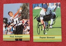 PAYNE STEWART & PAUL AZINGER RARE HAND SIGNED TO MIKE FAX PAX 1993 GOLF CARDS