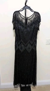Pisarro Nights Women's Plus Black Formal Gown Long Beaded Dress Size 16W - Picture 1 of 14