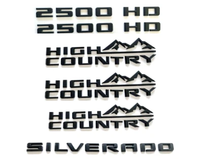 6pcs  Black 2019-2023 Chevrolet Silverado 2500 HD High Country Emblem Badge Kit - Imagem 1 de 3