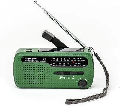 Kaito V1 Voyager Solar Dynamo AM/FM/SW Emergency Radio with LED Flashlight Green - Image 1 of 4