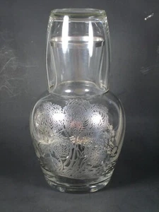 Vidrio de cabecera y vaso - Diseño de superposición esterlina de palmeras y velero tipo - Imagen 1 de 8