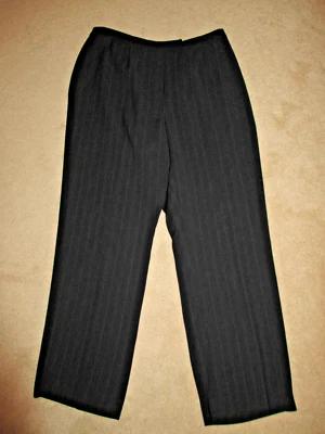 PANTS - Amanda Smith - Black Pin Stripes - Casual Pants - Petite - Sz 8P - Image 1 of 4