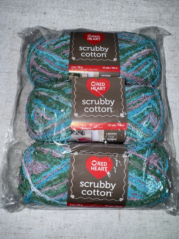 Red Heart Scrubby Cotton Yarn Paradise Print 073650017285