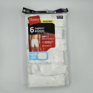 NEW Mens Hanes 6 Tagless Boxers White Value Pack 3XL Comfortsoft No Gap Fly - Picture 1 of 2