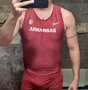 Nike Arkansas Razorbacks Track & Field Speedsuit XL Unitard Mens Singlet - Picture 1 of 5