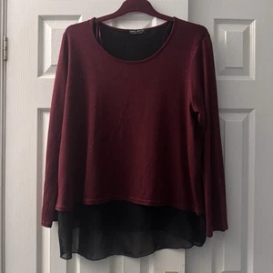 Select Women’s Maroon & Black Layered Top Size 18 - Picture 1 of 5