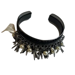 INC International Concepts Gunmetal Gray Bangle Bracelet w/ Fringe Details, NWT! - Picture 1 of 4