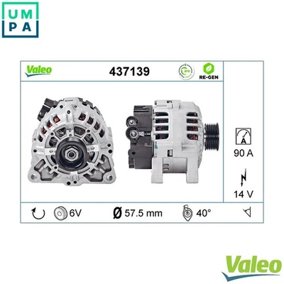 ALTERNATOR 437139 FOR PEUGEOT PARTNER/PATAGONICA/URBANA/MPV/ESCAPADE/FURGON 1.4L - Image 1 of 4