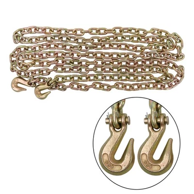 G80 Steel 3/8In × 20FT Binder Transport Chain Tow Chain With Grab Hooks 7100Lbs - Image 1 of 4