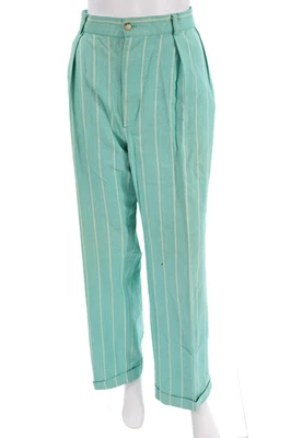 Мужские брюки Polo Ralph Lauren в зеленую полоску из льняной смеси размер 10 - Изображение 1 из 4