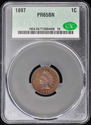 1897 1C Indian Cent - Type 3 Bronze CACG PR65BN (CAC) - Image 1 of 4