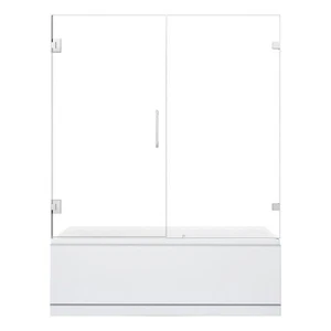 Roisin 60" W x 58" H Hinged Tub Door in Polished Chrome with Clear Glass - Picture 1 of 12