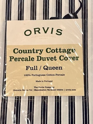 ORVIS Country Cottage Percale Duvet Cover FULL/QUEEN NIP! MSRP $249 Dogs! - Image 1 of 3