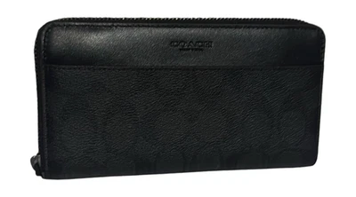 COACH Signature黑色涂层帆布拉链钱包 — 第 1/3 张图片