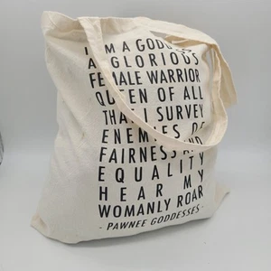 Pawnee Goddess Canvas Beuteltasche, mittelgroß mit Henkeln, cremefarbene schwarze Schrift - Bild 1 von 9