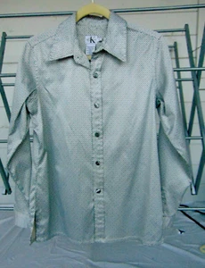 Calvin Klein Mens Medium Long Sleeve Button Shirt BLUE - Picture 1 of 3