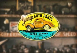 Jerry's Speed Shop Decal Hot Rod Rat Race Hemi Flathead Gasser Equipment Drag - Picture 1 of 1