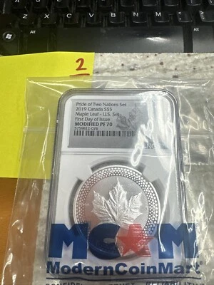 2019 Canada $5 Pride of Two Nations Set Maple Lead Early Release Modified PF 70 - Image 1 of 4