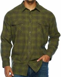 THE FOUNDRY CO. BUTTON-DOWN MEN'S PLAID SHIRT - OLIVE OMBRE - CHOOSE SIZE