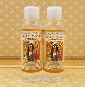 Bottiglia 2 Acqua Santa Benedetta dal fiume Giordano Sito del Battesimo di Gesù 60 ml autentica - Foto 1 di 3