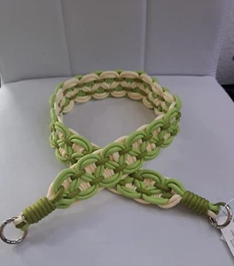 Taschengurt Wende Schulter Handtasche GurtCanvas Geflochten Makramee grün beige - Bild 1 von 5