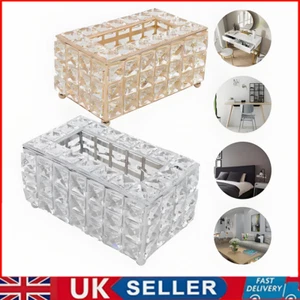 Gold&Silver Crushed Crystal Diamond Tissue Box Holder Diamante Bling Living Room - Picture 1 of 21