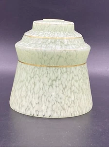 Vintage meliertes Glas hellgrün Lampenschirm Gold Highlights 1950’s 5,5” 14cm - Bild 1 von 7