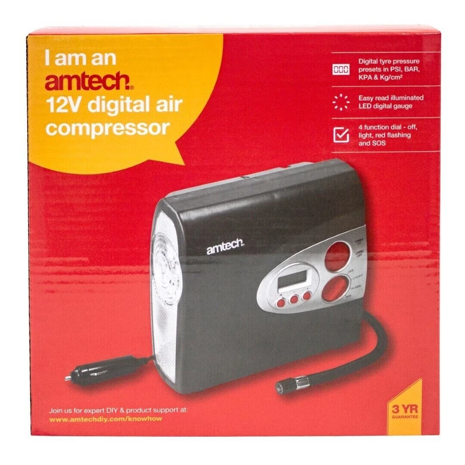 Amtech 12v Digital Air Compressor Garage Workshop Tool DIY