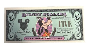 USA Disney Dollar (1990 Very Rare) $ Five 5 Dollars Highly Collectible Banknote - Picture 1 of 2