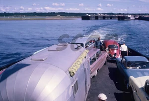 Small Island ferry 1960s with Ford Wagon + Air Stream trailer 8 x 10 Photograph - Picture 1 of 1