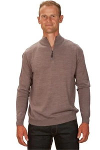 Ugholin Men's Cashmere Blend Solid Beige Quarter Zip Knit Sweater - Picture 1 of 3