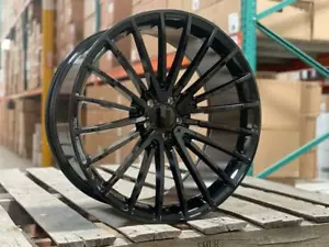 22" Rims Gloss Black Stagger Wheels TPMS Tires Fit Mercedes S class S550 CL CLS - Picture 1 of 6