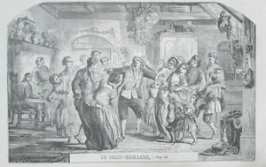 ENGRAVING GAME COLIN MAILLARD SAINTE CHAPELLE CHANSON THE ILLUSTRATED UNIVERSE 1859 - Picture 1 of 3