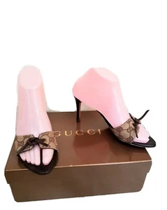 Gucci authentic lady's monogram slip on sandals mule sz eur36 C UK 3  - Picture 1 of 13
