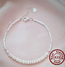 925 Sterling Silver White Freshwater Pear Women's Bracelet