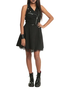 ROYAL BONES by TRIPP BIKER MOTO GOTHIC SEXY PUNK ROCKER ZIPPER DRESS - Picture 1 of 3