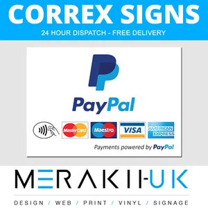 Paypal Payments A3 Correx Fensterschild Board 24 Stunden Versand KOSTENLOSER Versand - Bild 1 von 11