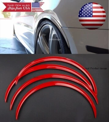 2 Pairs Red Flexible 1" Arch Wide Fender Flares Extension Lip Guard For Mini - Image 1 of 2