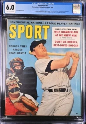 Mickey Mantle SPORT Magazine August 1960 Newsstand CGC 6.0 - Image 1 of 2