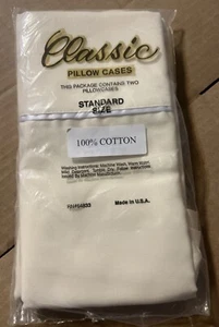 Vintage Classic Pillowcases Standard Size 100% Cotton Made In USA Set of 2 - Picture 1 of 8