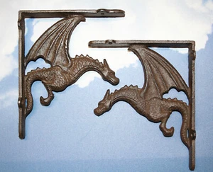 DRAGON SHELF BRACKETS,CORBEL,SHELF BRACE,ALL OCCASION GIFTS,MED-EVIL DECOR,B-11B - Picture 1 of 14