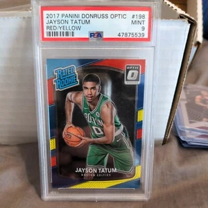 Jayson Tatum Red & Yellow Rated Rookie 2017-18 Donruss Optic #198 PSA 9 - Picture 1 of 2