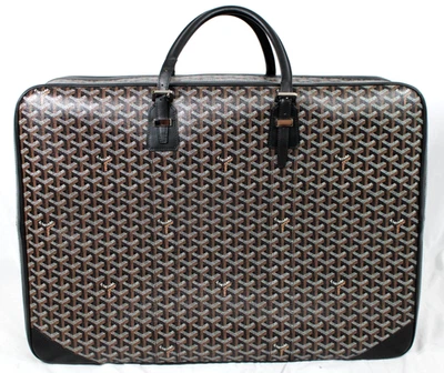 Bolso de equipaje de viaje GOYARD negro con monograma recubierto de lona y cuero CARAVELLE 60 Foto 1 de 4