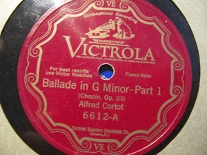1926 ALFRED CORTOT PIANO Chopin BALLADE in G MINOR Op 23 Victor SCROLL 6612 - Bild 1 von 1