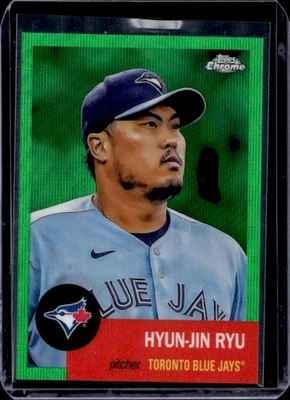 2022 Topps Chrome Platinum Hyun-Jin Ryu Green Wave Refractor #28/99 Blue Jays - Image 1 of 2