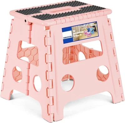 Folding Step Stool Plastic Foldable Stools Non Slip Dot Surface 13" 16" 17.5" - Image 1 of 4